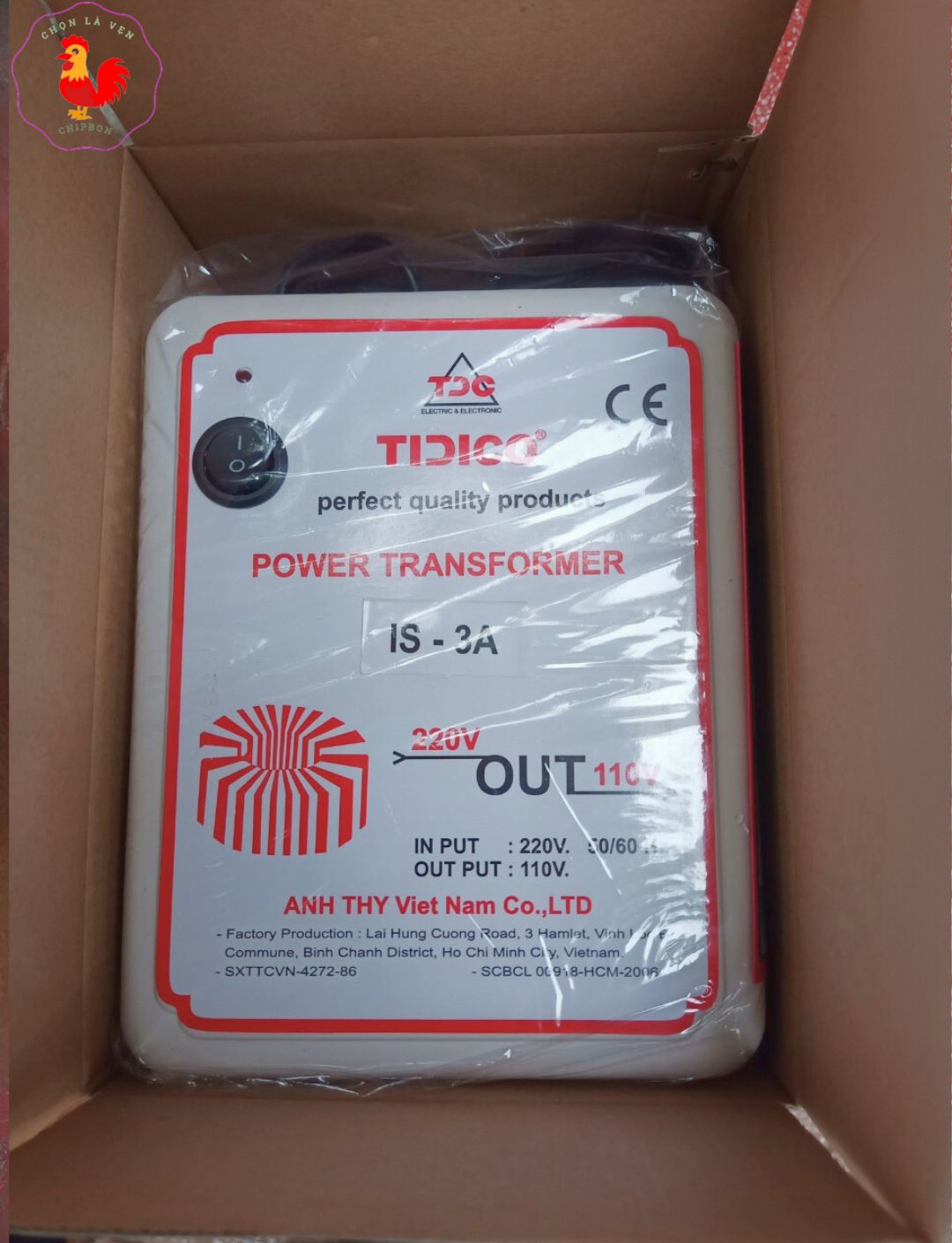 Biến áp 220v ra 110v 3A treo tường