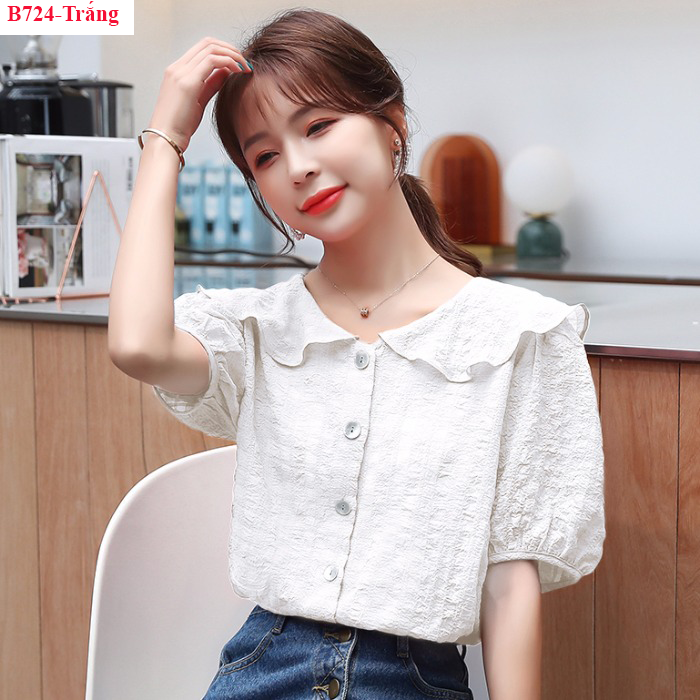 [HCM]B724- Áo sơ mi cổ bèo xinh