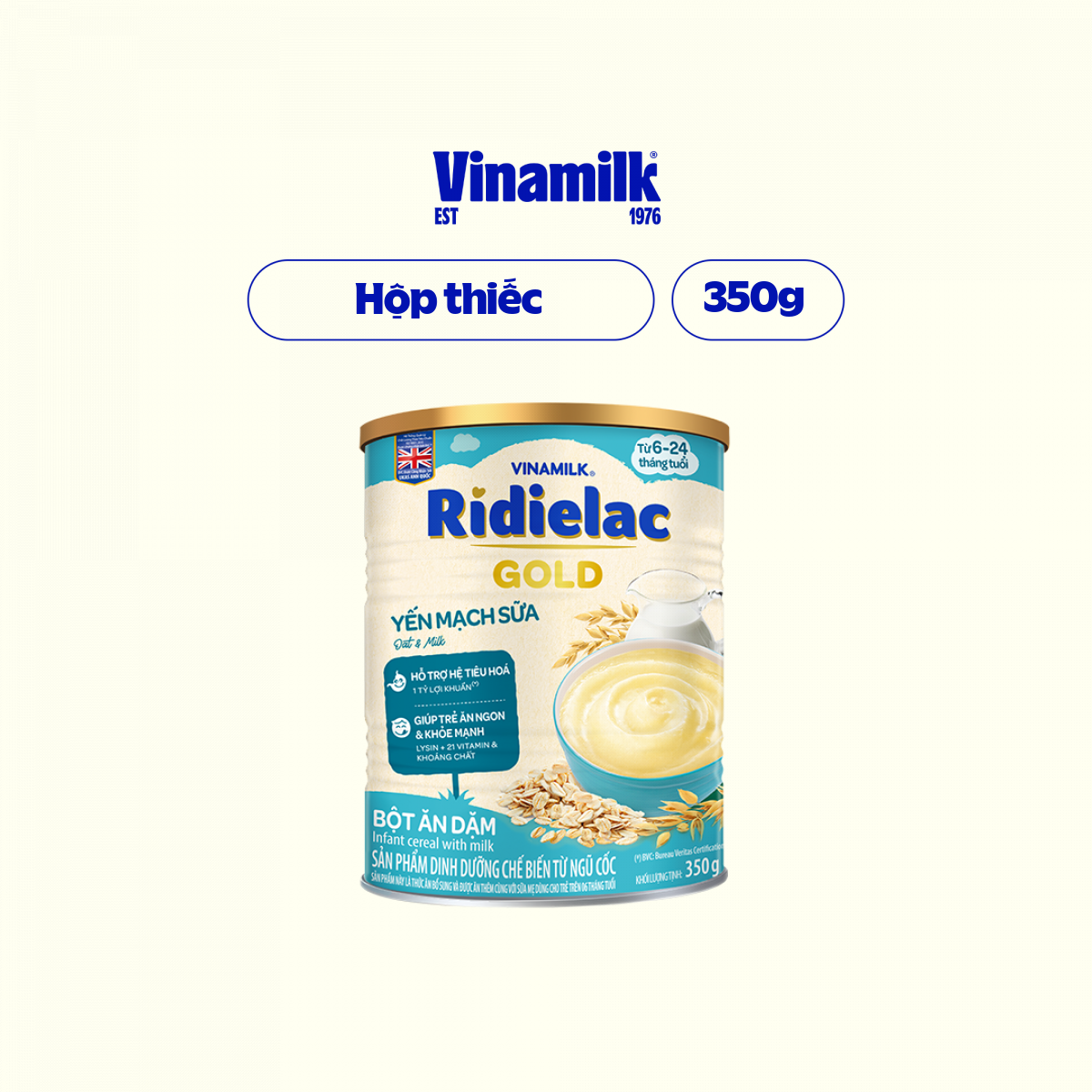 Bột ăn dặm ridielac gold yến mạch sữa - 2 hộp thiếc 350g