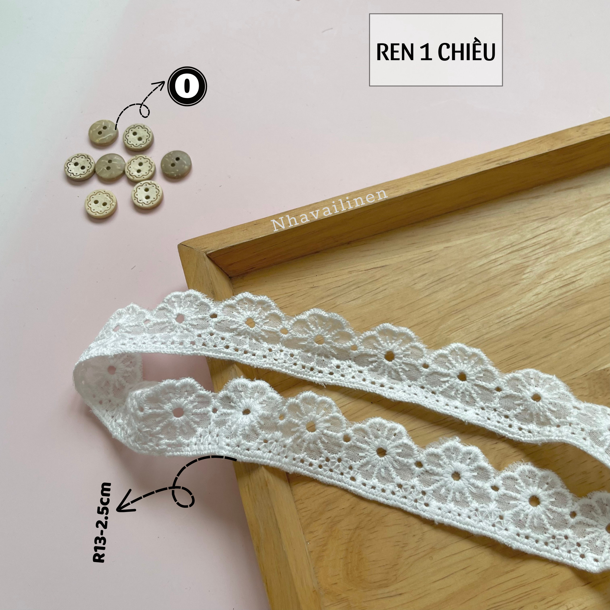 Ren thô boi màu trắng trang trí viền, mẫu mã vintage phụ kiện bờm tóc phụ liệu may mặc