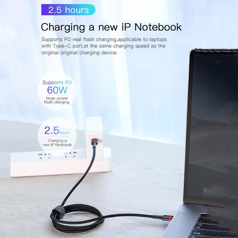 Cáp sạc nhanh Dài 1M truyền Data tốc độ cao Baseus Cafule C to C cho Smartphone/ Tablet / Macbook/ Laptop Type C (3A, 60W, Power Delivery, QC3.0 Quick Charge Cable)