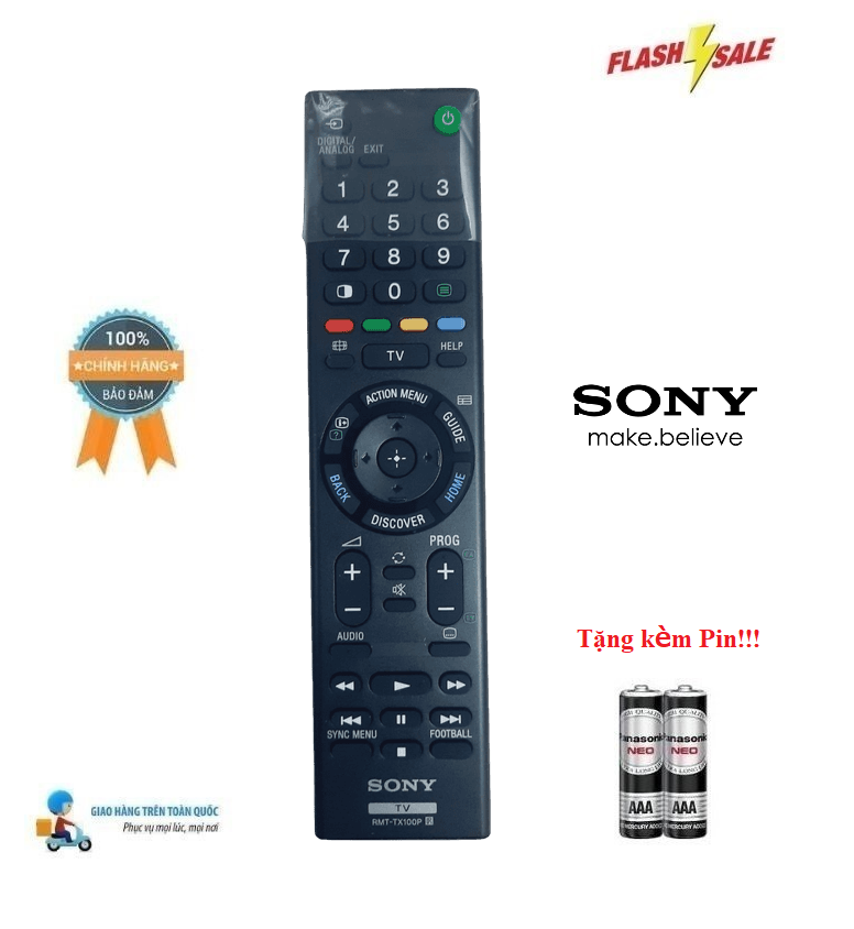 Remote điều khiển tv sony rmt-tx100p led/lcd smart tv- hàng chính hãng sony theo máy