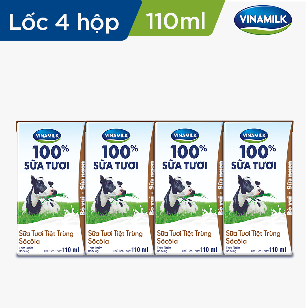 2 Thùng sữa tươi Vinamilk 100% socola 110ml 48 hộp/thùng
