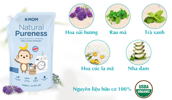 NƯỚC GIẶT ĐỒ SƠ SINH HỮU CƠ K-MOM HÀN QUỐC (TÚI 1300ML)