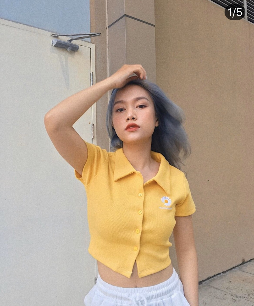 Áo croptop sơ mi hoa cúc bé cực hot hit cho cô nàng năng động