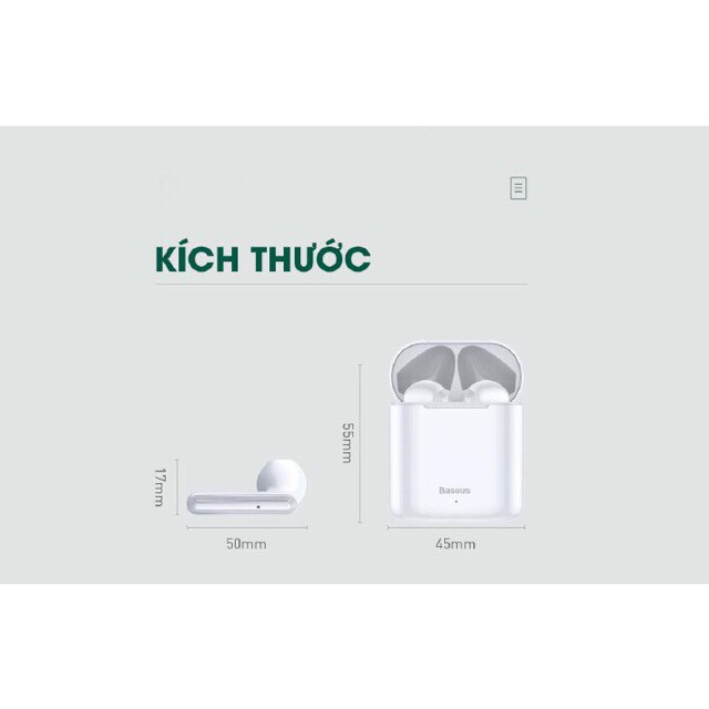 Tai nghe Bluetooth True Wireless Baseus W09 Encok (TWS, Intelligent Touch Control, Stereo Bass, Smart Connect)