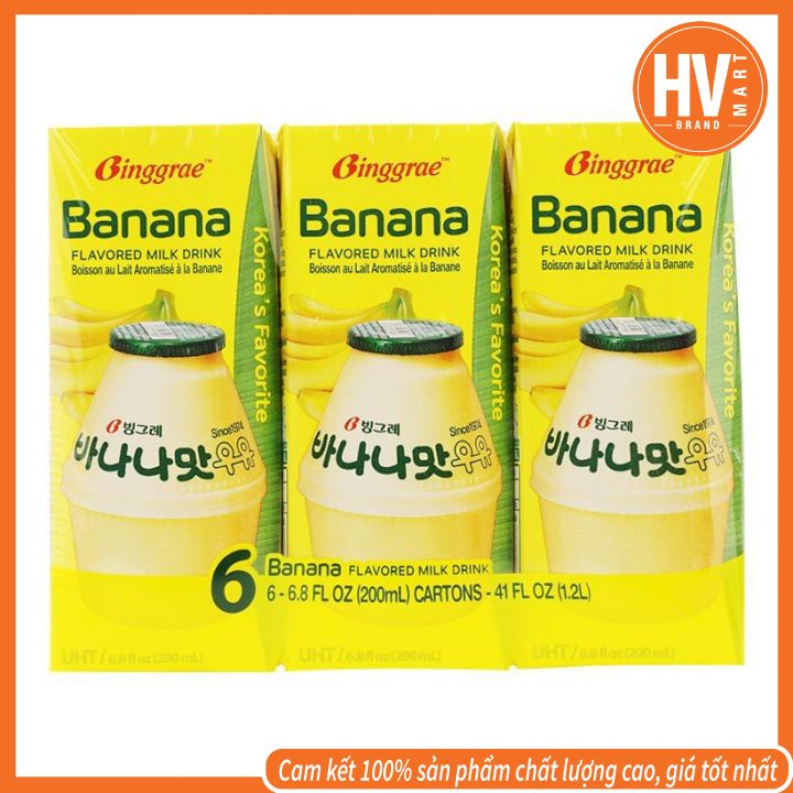 [HÀNG NHẬP KHẨU ]Lốc 6 Hộp Sữa Chuối Binggrae 200ml