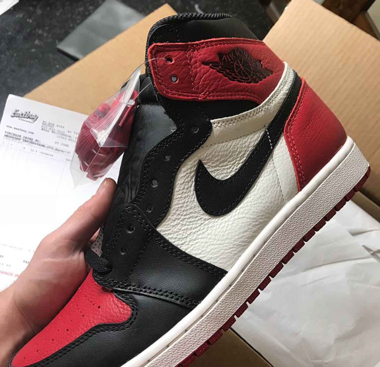 Giày Thể Thao J0rdan 1 Bred toe ( JD1 đỏ đen cao cổ)