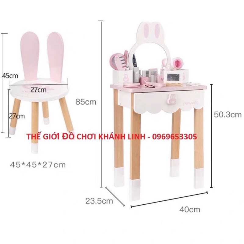 Đồ chơi bàn trang điểm bằng gỗ cao 90cm (2 màu )
