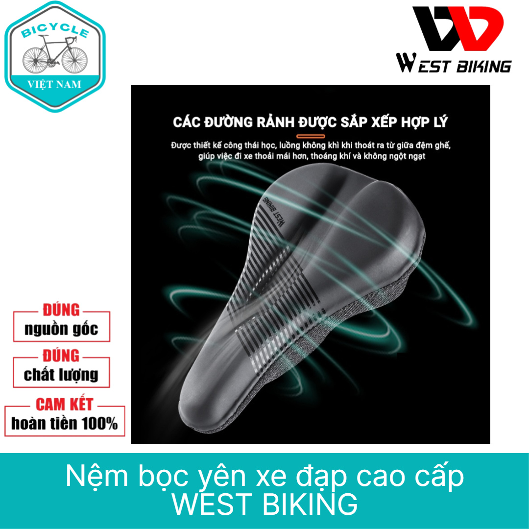 Nệm Bọc Yên Xe Đạp Silicon Siêu Mềm WEST BIKING – Thoáng Khí, Tặng Bọc Trùm Mưa