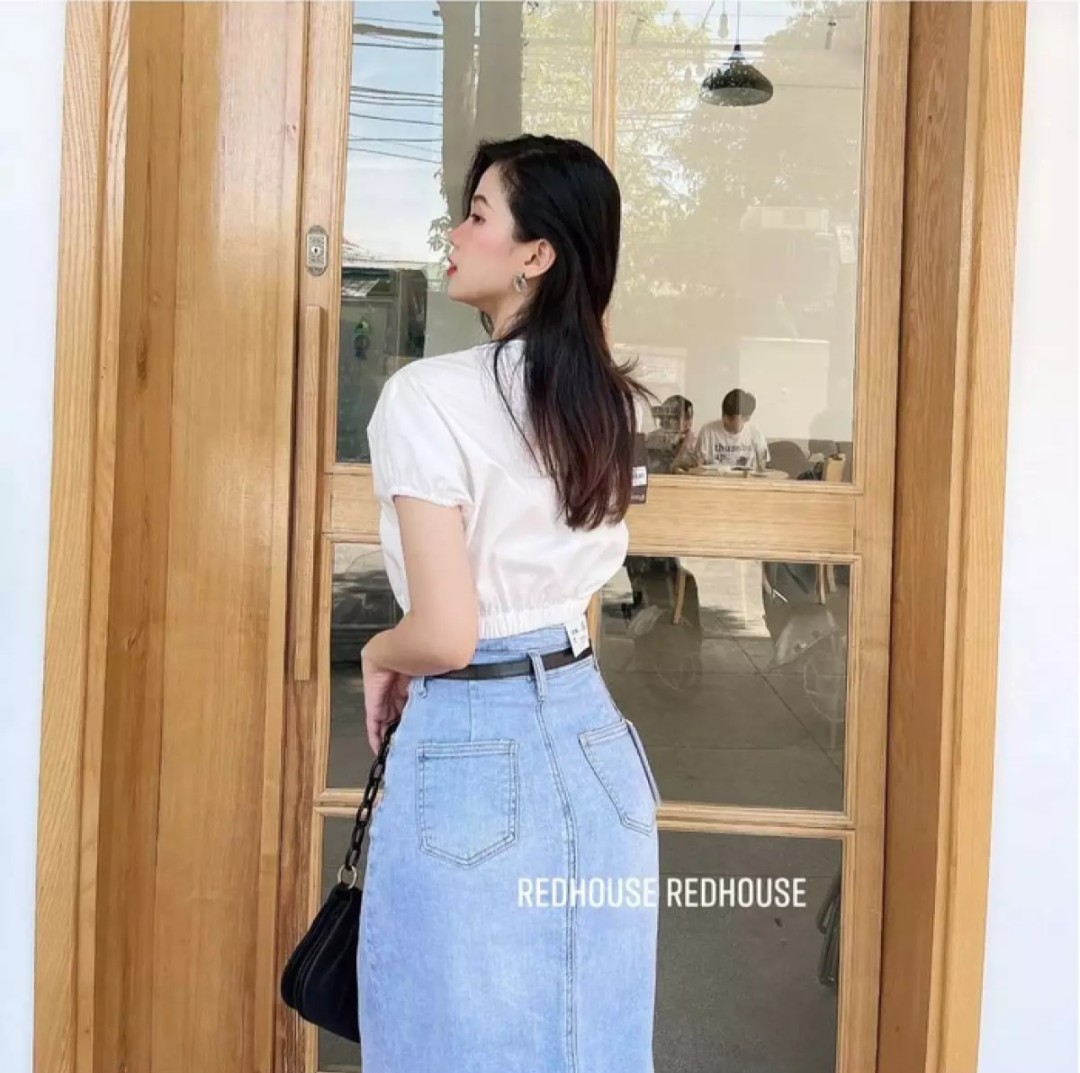 [HCM]ÁO Croptop Bo Eo Cổ Tròn Trẻ Trung Phong Cách Hàn Quốc
