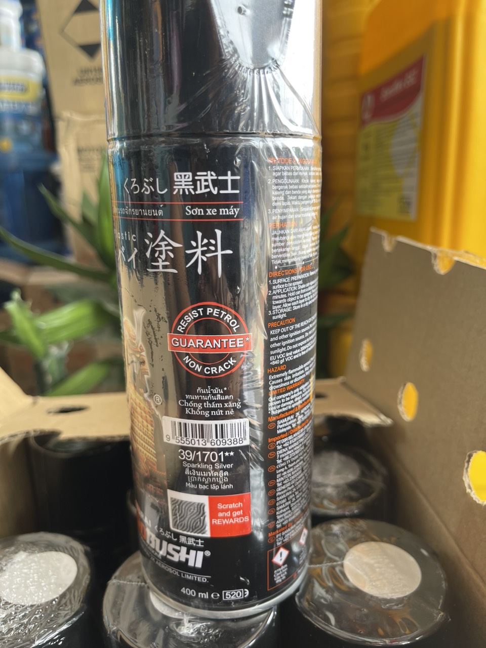 Sơn xịt Samurai Chính Hãng màu Bạc Lấp Lánh - 1701** (bạc kim loại). 400ml