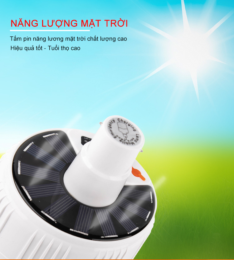 Bóng đèn led tích điện sạc nguồn năng lượng mặt trời và có remote điều khiển từ xa