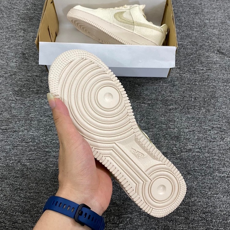 Giày Sneaker air force 1 Stussy Fossil cao cấp , giày thể thao nam nữ Af1 vải vàng siêu đẹp full bill box, phối đồ đẹp 2022