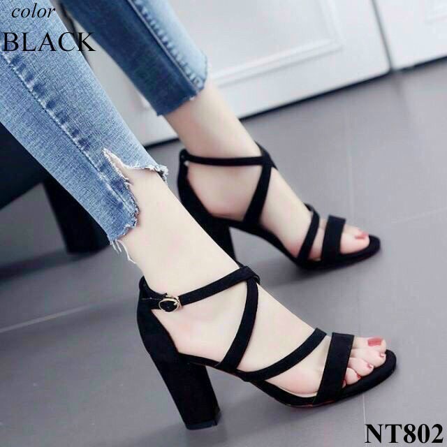 Giày cao gót nữ 7 phân quai mảnh chéo gót