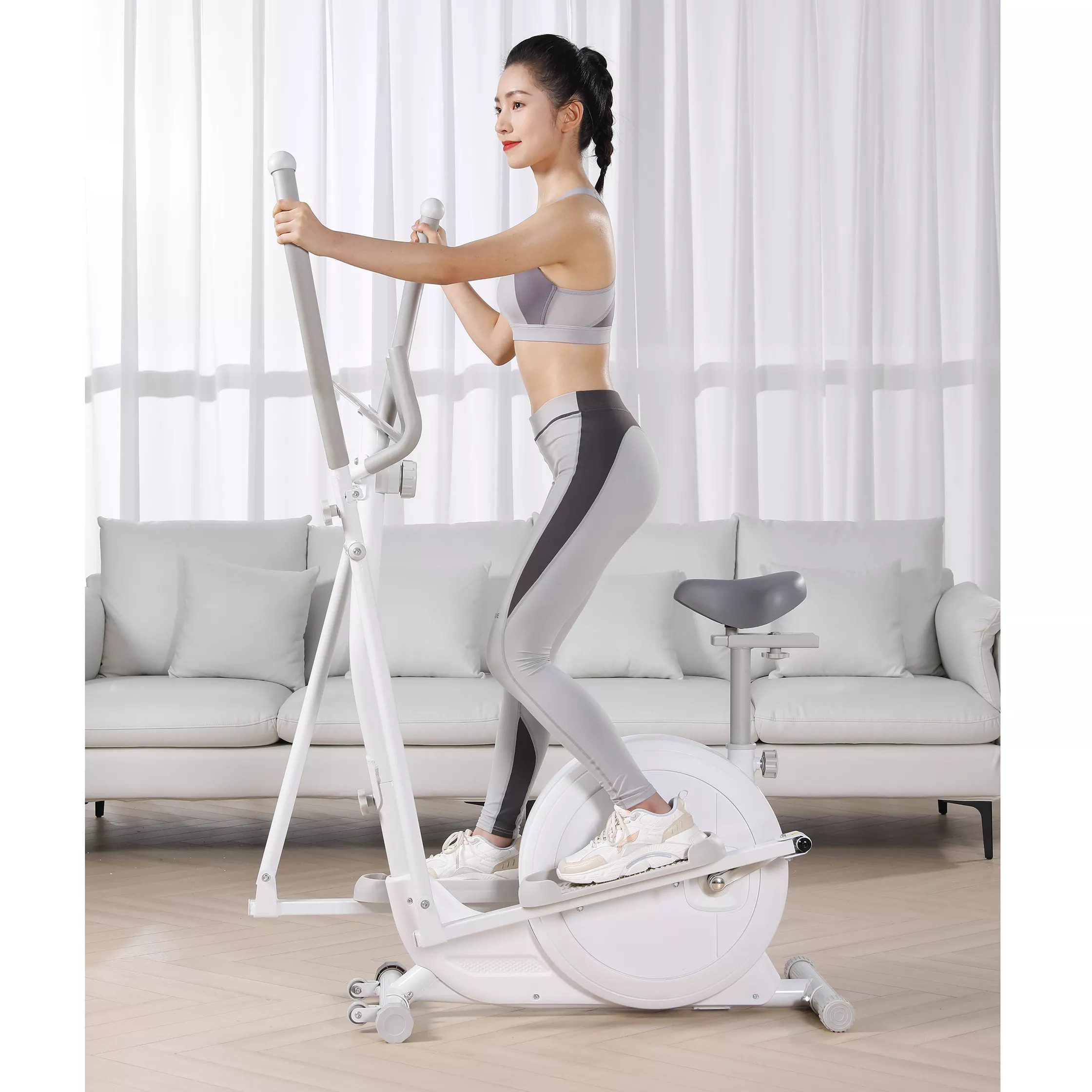 Máy đạp xe tập thể dục elip Phiên Bản Mới 2024, xe đạp tập thể dục gấp gọn, xe đạp trong nhà có đồng hồ nhịp tim, calo, quãng đường, thời gian