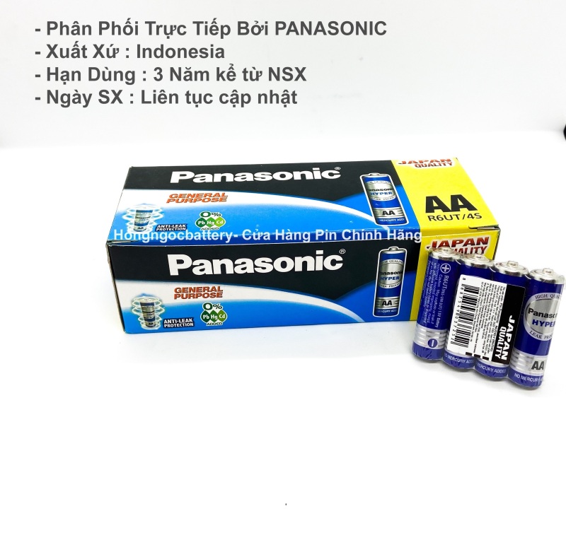 Vỉ 4 Viên Pin AA Panasonic 1,5V không chì , Không chảy nước - Hàng Chính Hãng