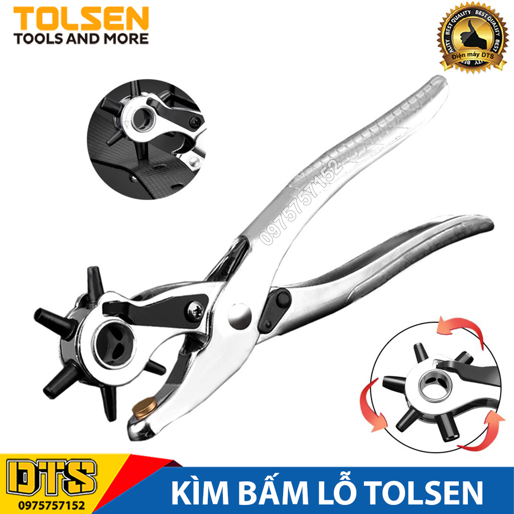 Kìm bấm lỗ Tolsen, bấm dây da đồng hồ, thắt lưng, giày dép, bìa cứng – Kềm bấm lỗ loại 6 size 6 lỗ - Tiêu chuẩn Châu Âu, Kìm bấm lỗ thắt lưng, kìm bấm lỗ dây lưng, kềm bấm lỗ dây nịt