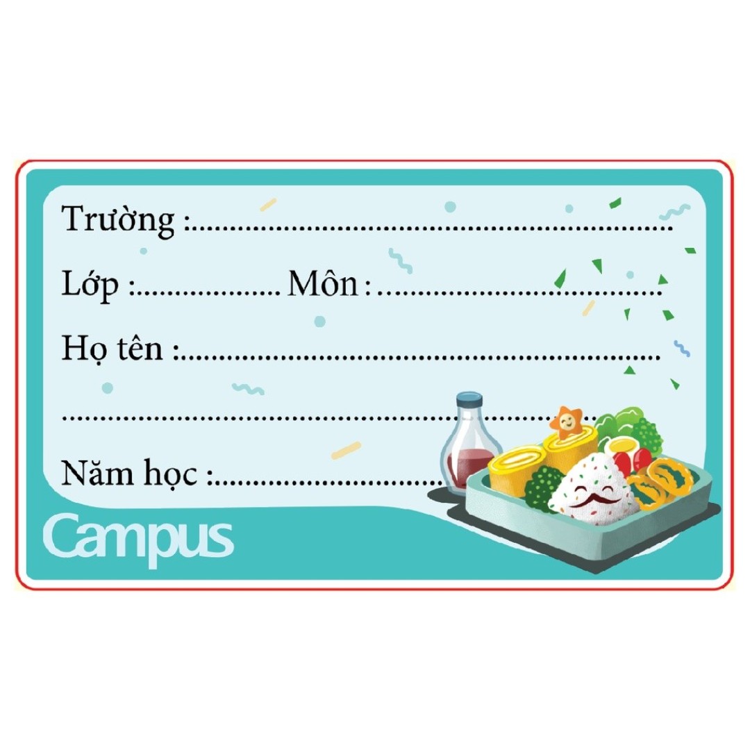 Combo 5 túi Nhãn Vở Food Campus NT-FOD12 (12 Nhãn/Xấp)