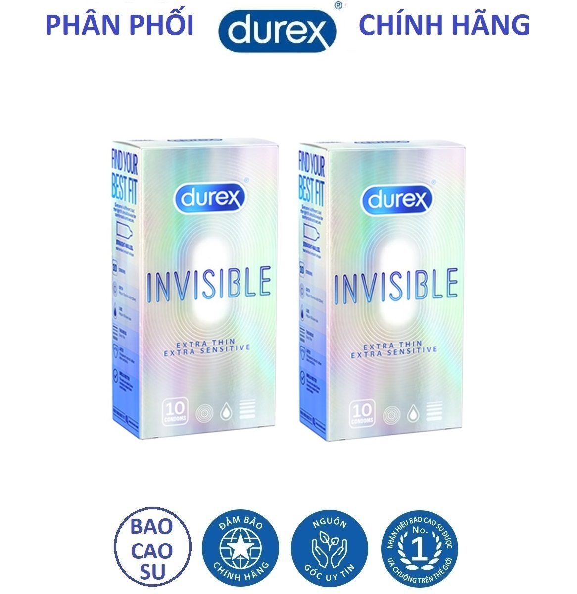 [HCM]Combo 2 hộp bao cao su Durex Invisible hộp 10 chiếc