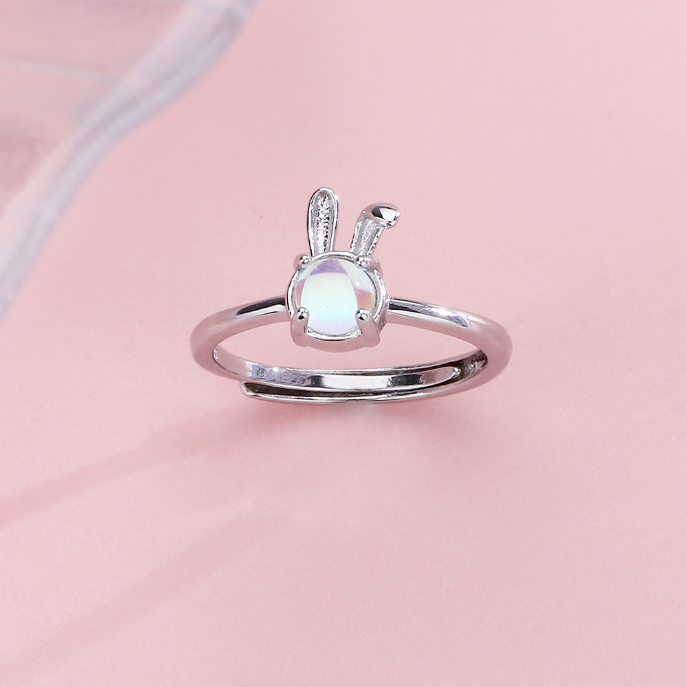 Nhẫn thỏ mạ bạc dễ thương