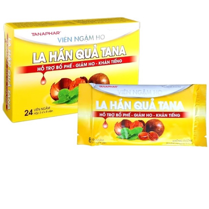 Viên ngậm ho la hán quả Tana ( kẹo ngậm ho tân á MÀU VÀNG)