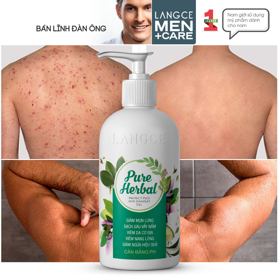 [HCM]TẮM GỘI SẠCH VẨY NẤM GÀU BẢO VỆ+ DA NGỪA MỤN LƯNG 250ml LANGCE DÀNH CHO NAM