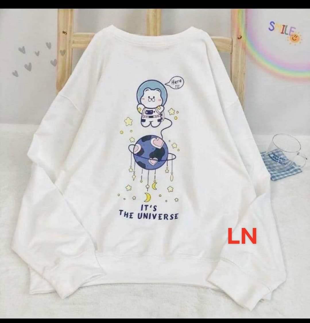 Áo sweater in gấu phi hành gia - LN4332
