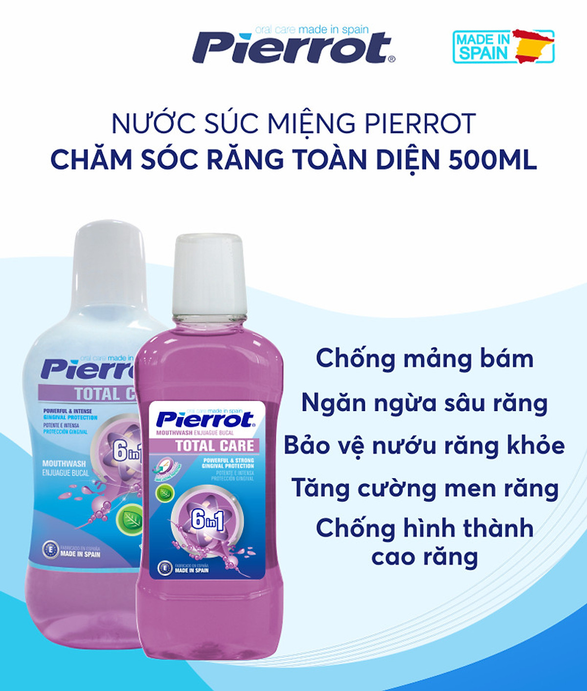 Nước súc miệng Pierrot chăm sóc răng toàn diện 500ML