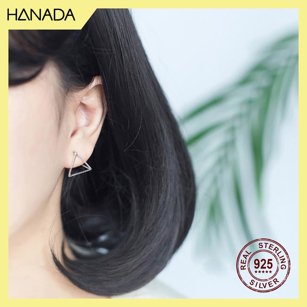 [HCM] Bông Tai Bạc 925 Hanada Tam Giác 3D 0458