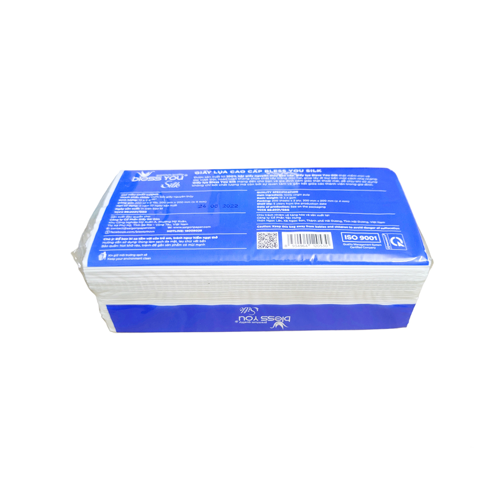 ( combo 8 gói) Khăn giấy rút Bless You silk 2 lớp 200 tờ