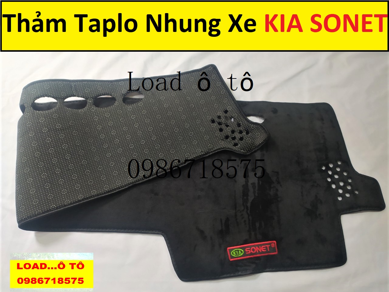Thảm taplo xe kia sonet 2022-2023 mẫu da carbon, mẫu nhung cao cấp