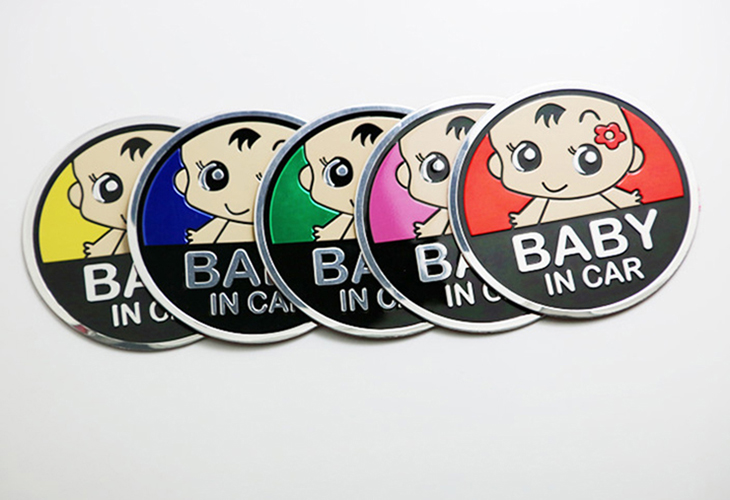 Logo kim loại dán BABY IN CAR