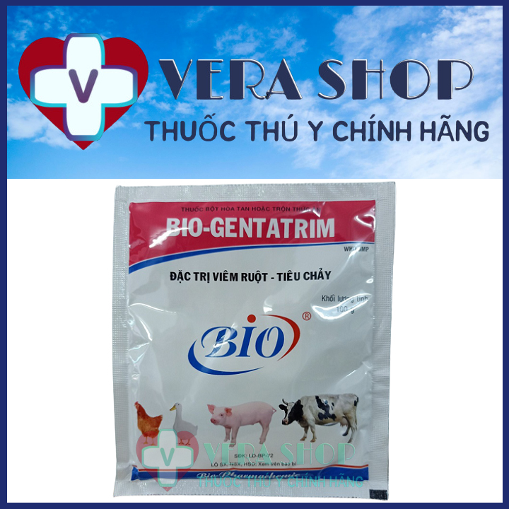 Bio gentatrim 100g - thuốc trị viêm ruột, tiêu chảy trên heo, bê, nghé, gia cầm - sỉ lẻ thuốc thú y
