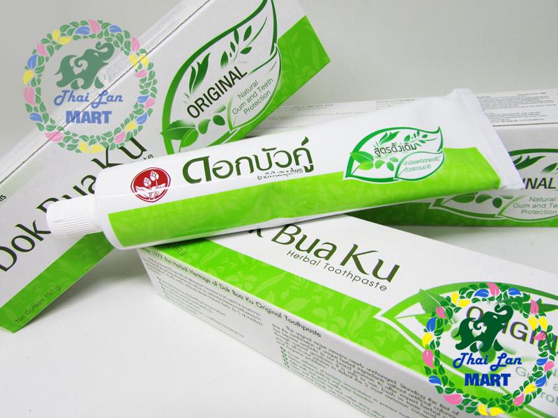 kem đánh răng thảo dược dok bua ku herbal toothpaste twin lotus thái lan 150 gam