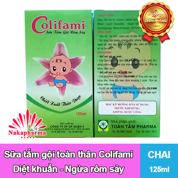 Sữa tắm gội rôm sảy COLIFAMI 125ml – Giúp diệt khuẩn, ngừa rôm sảy, hăm da ở trẻ em