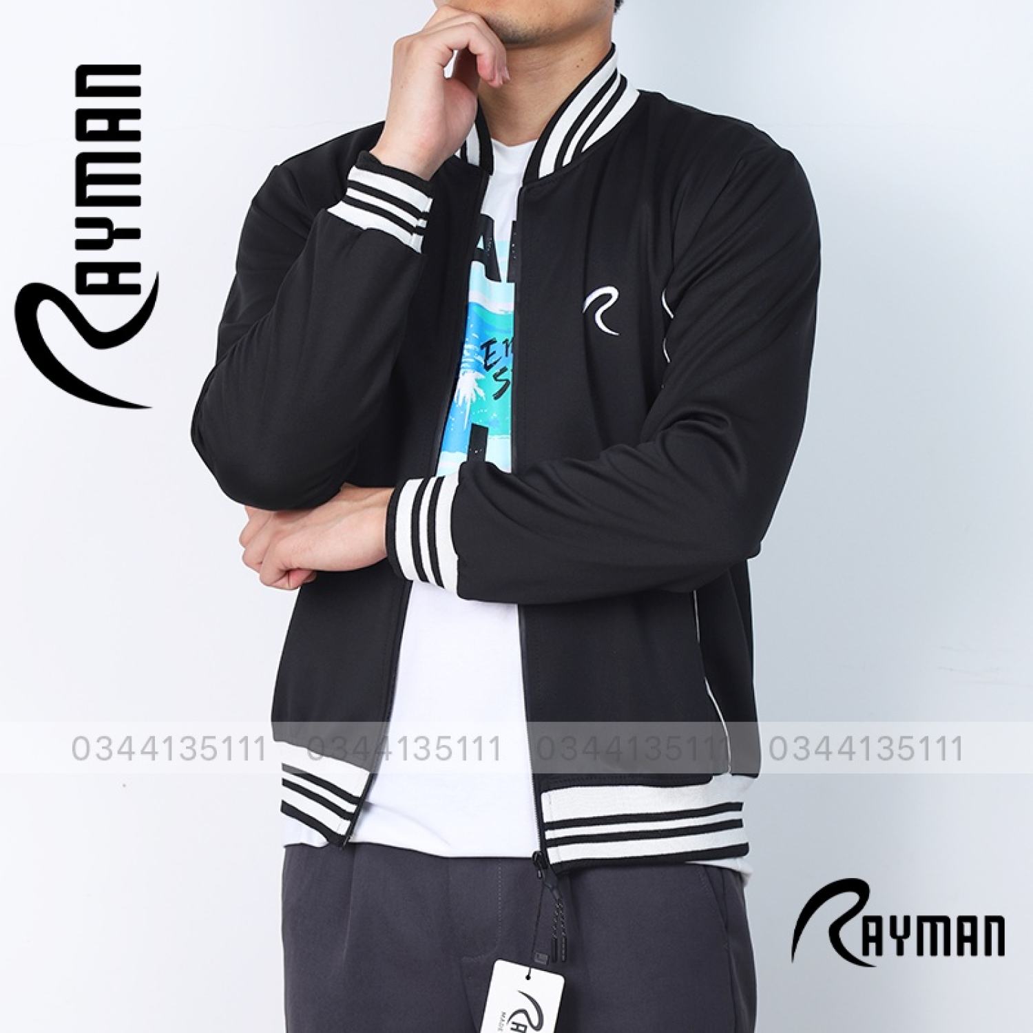 Áo khoác thun nam rayman áo khoát không nón thun cotton dày co giãn