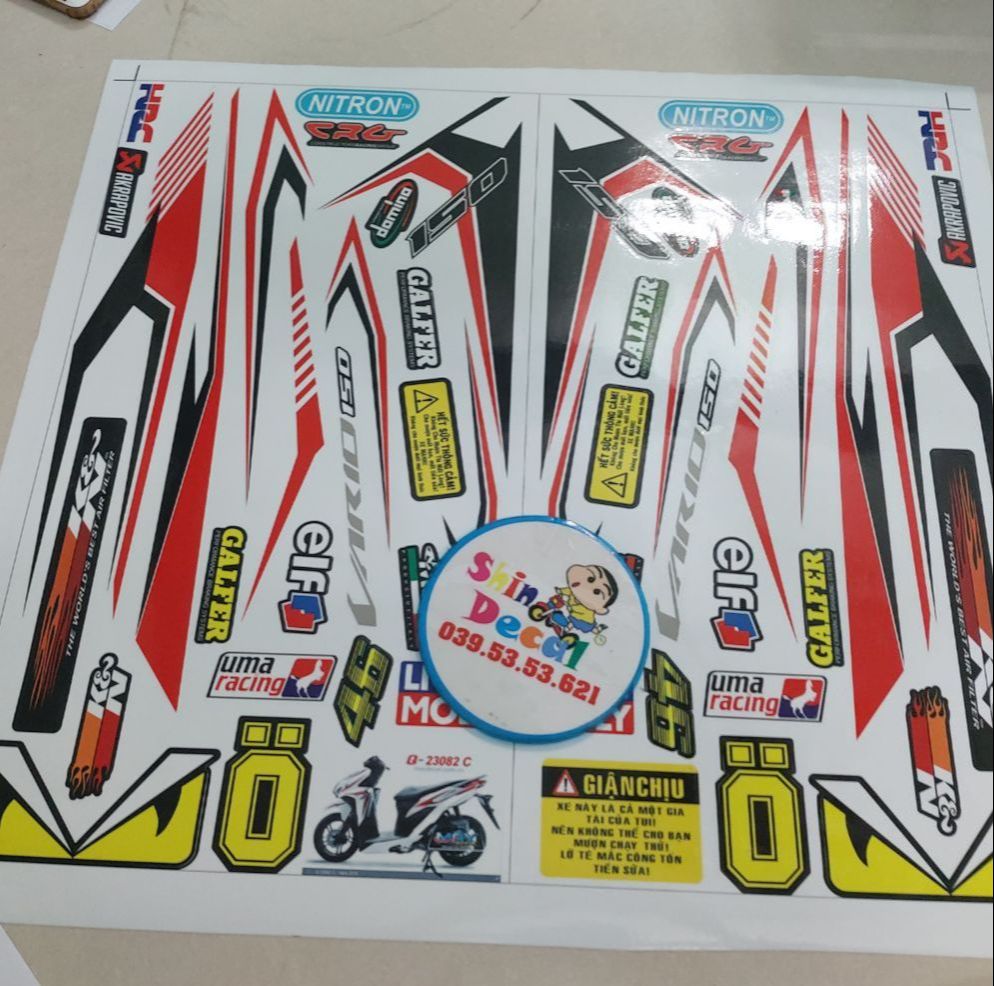 Tem rời vario 150 đỏ đen trắng