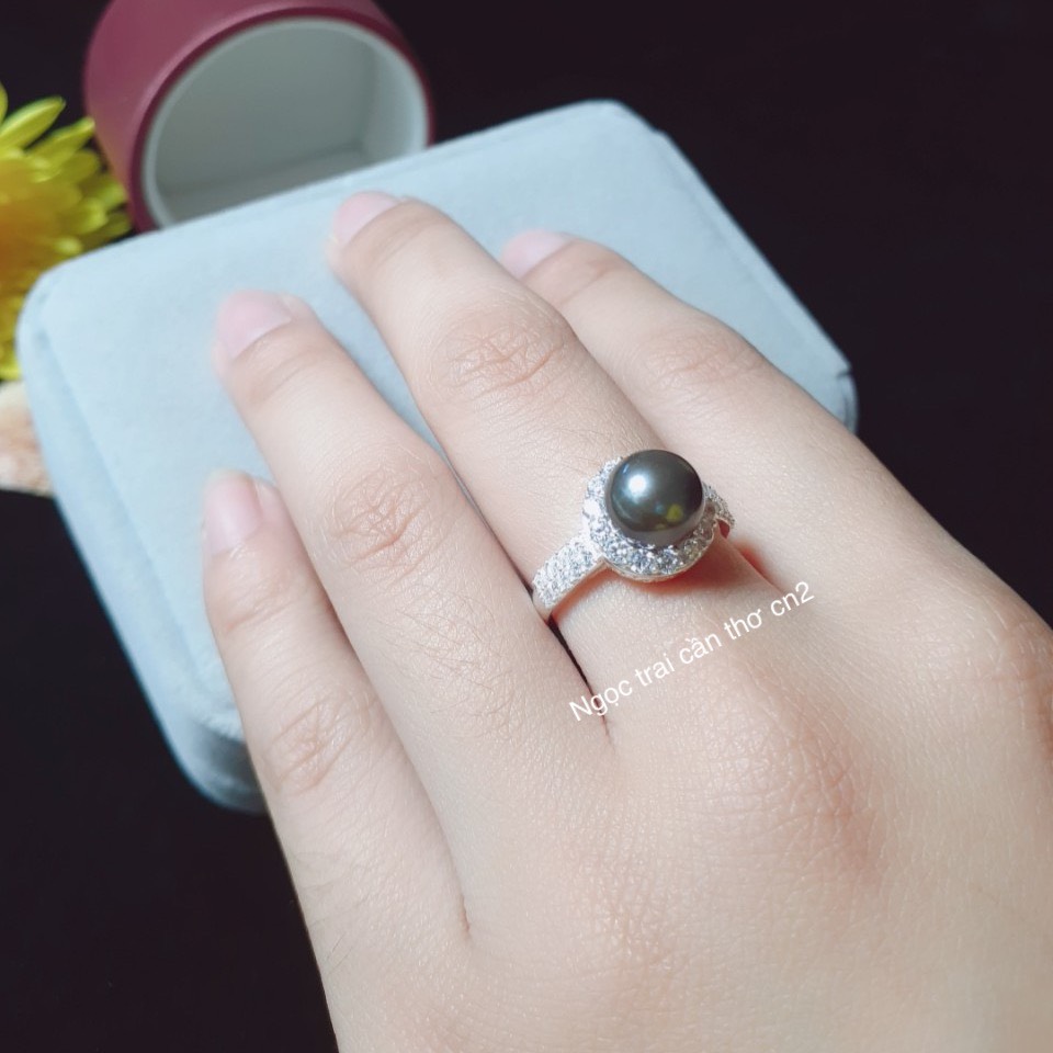Nhẫn ngọc trai thật màu đen sang chảnh