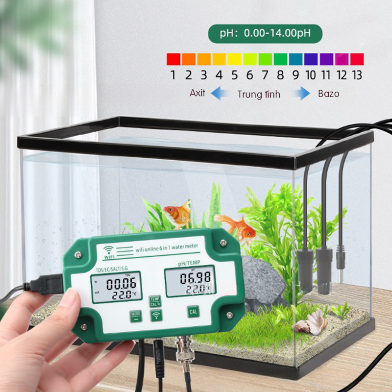 Máy Kiểm Tra Chất Lượng Nước 6 Trong 1 (TDS/EC/SAL/S.G/TEMP/PH)