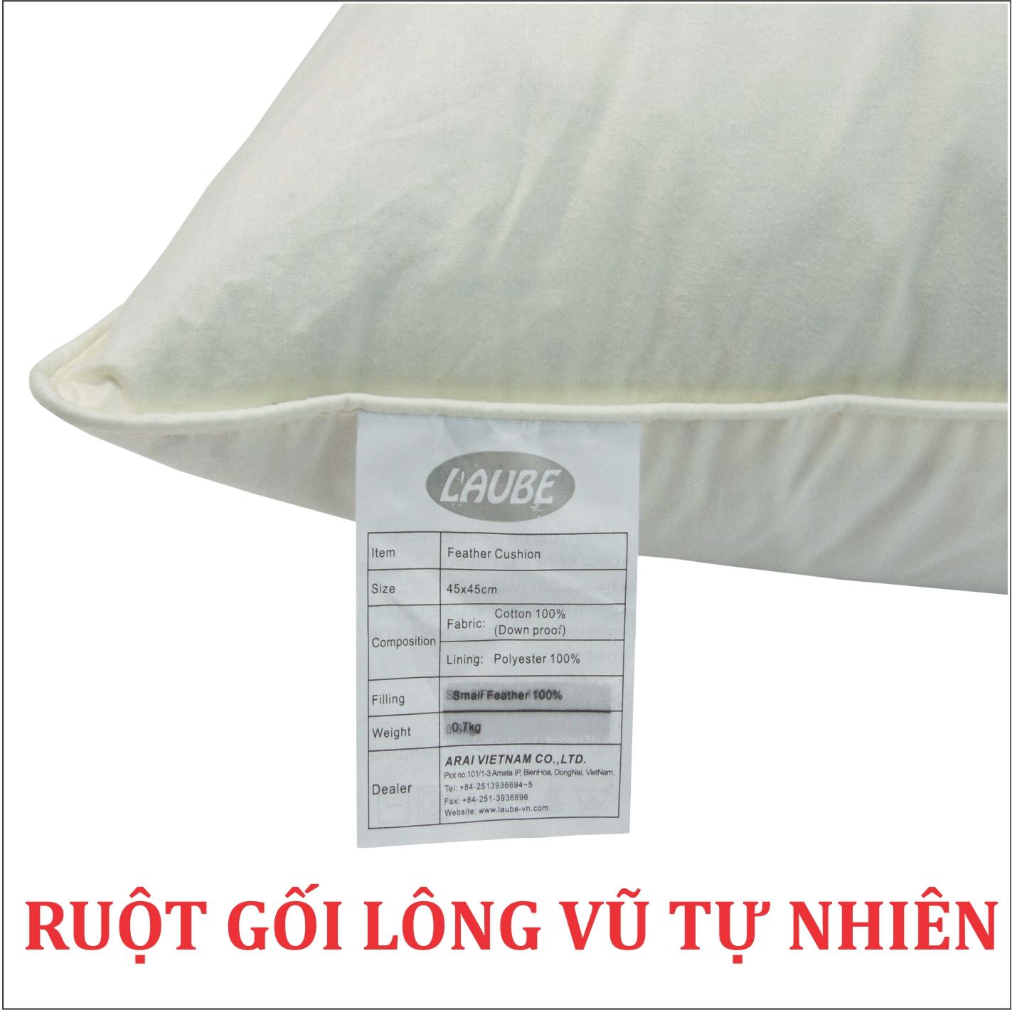 BỘ 2 GỐI TỰA LÔNG VŨ CAO CẤP 45x45cm RUỘT GỐI LÔNG VŨ + VỎ GỐI IN THƯƠNG HIỆU L