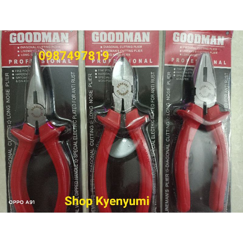 Combo 3 Kìm GoodMan Cắt Điện Nhọn 6 in