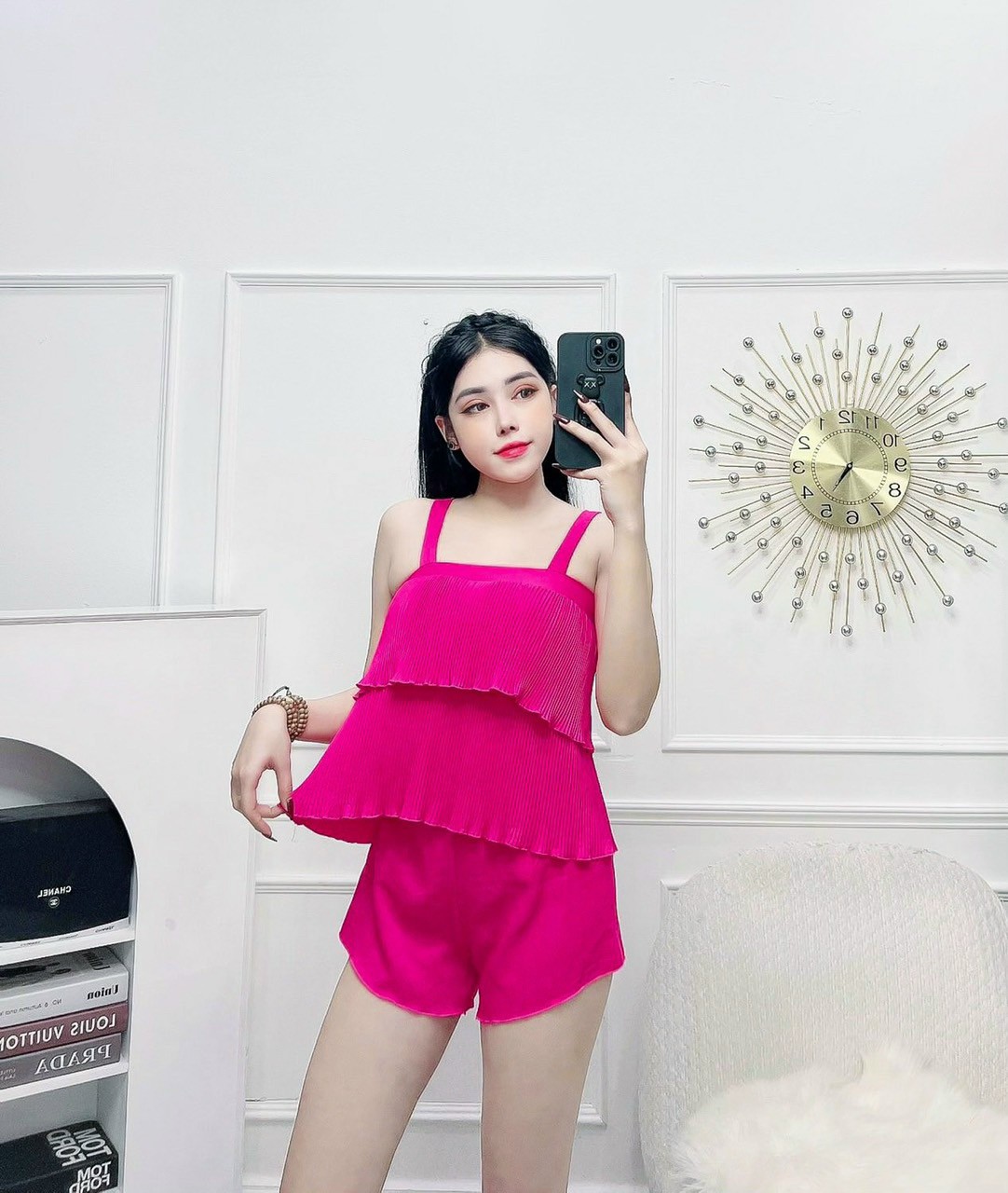 Đồ bộ ngủ đùi thun tơ hoa mềm mát co giãn size 70kg