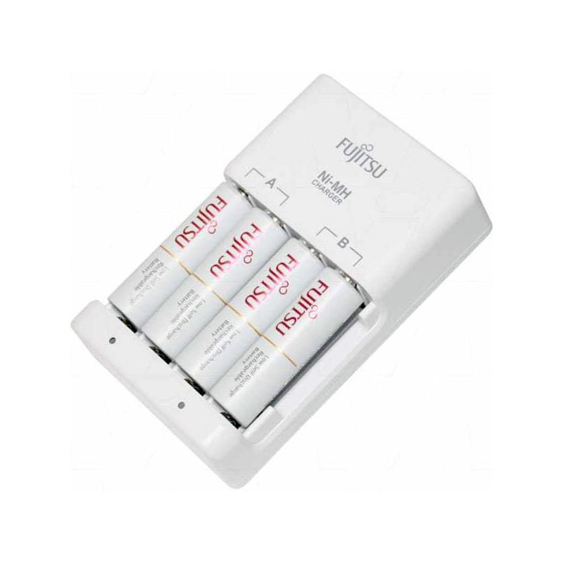 [HCM]Bộ box sạc kèm 4 pin AA Fujitsu HR-3UTC 1900mAh hàng nội địa - made in JAPAN (trắng) - Phụ Kiện 1986