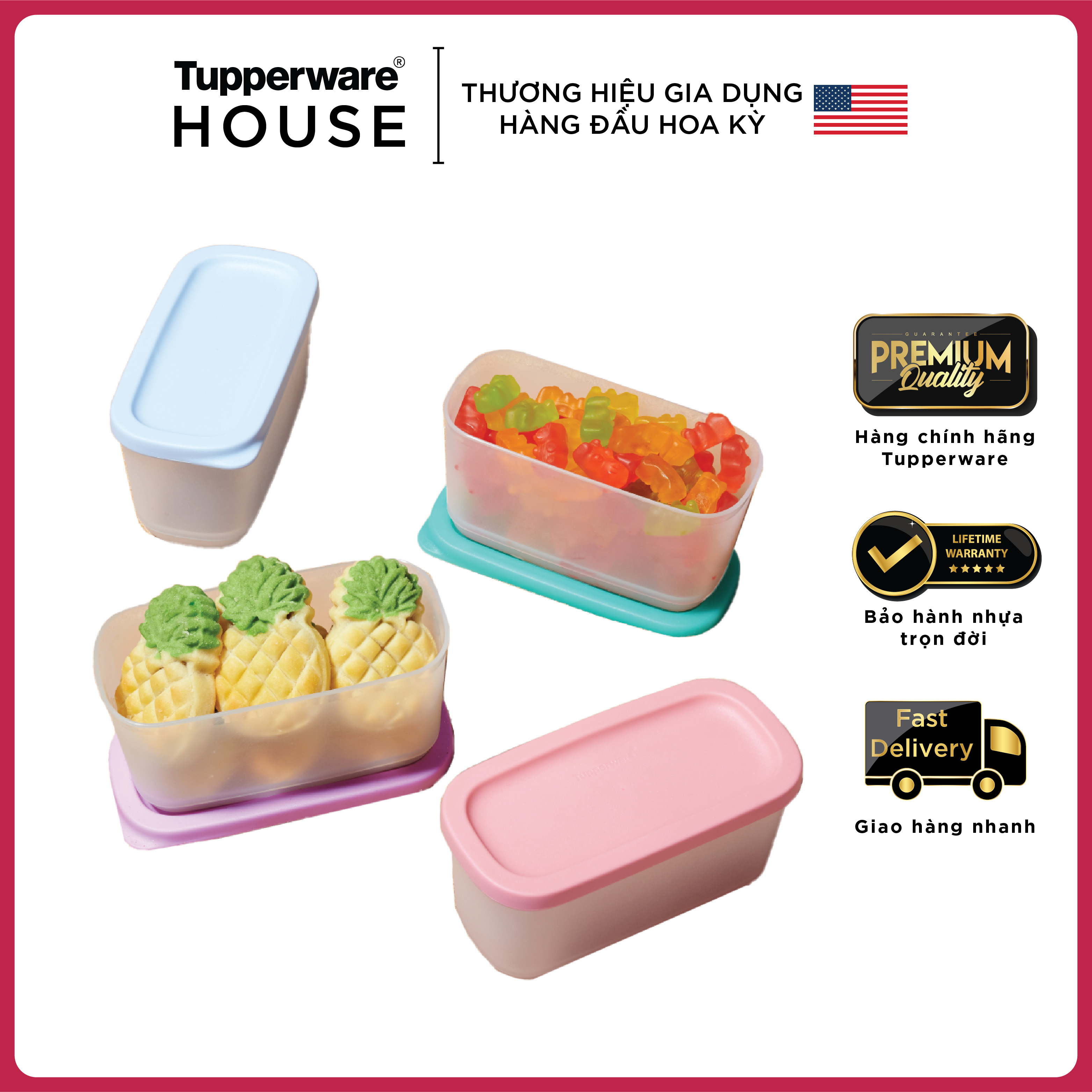 Bộ hộp BQTP Cubix mini rectangular 250ml (Set 4)