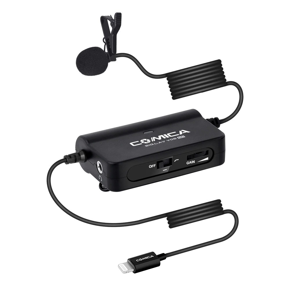 Micro cài áo có dây thu âm cổng lightning cho iPhone Comica CVM-Sig.Lav V05 MI