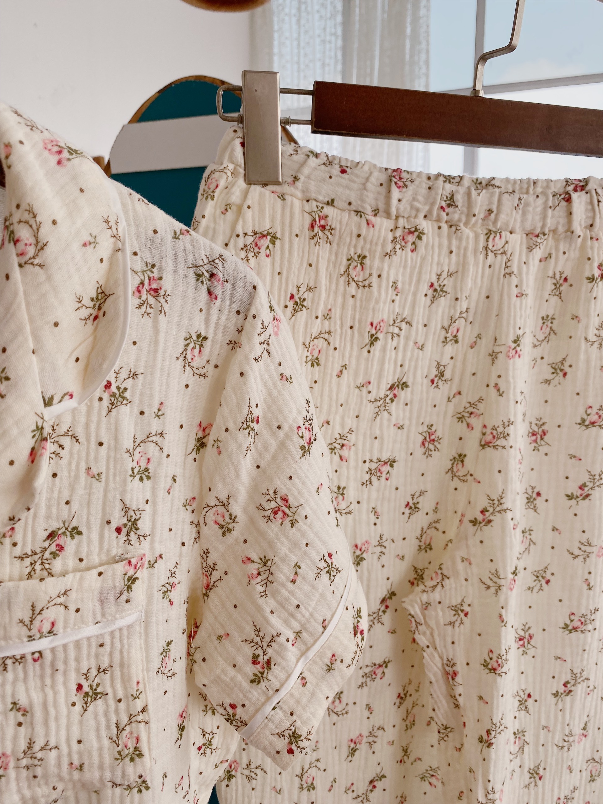 BỘ PYJAMA/PYJAMA MUSLIN TAY CỘC QUẦN CỘC (ẢNH THẬT)