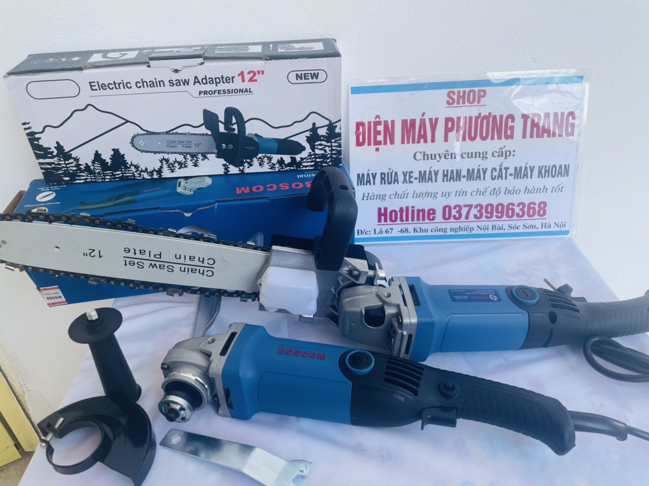 Combo máy mài kèm lưỡi cưa xích cắt cây