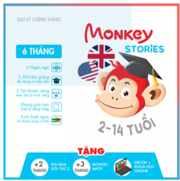 Bảng giá Monkey Stories 6 THÁNG - Truyện tương tác Phát triển toàn diện 4 kỹ năng tiếng Anh Phong Vũ