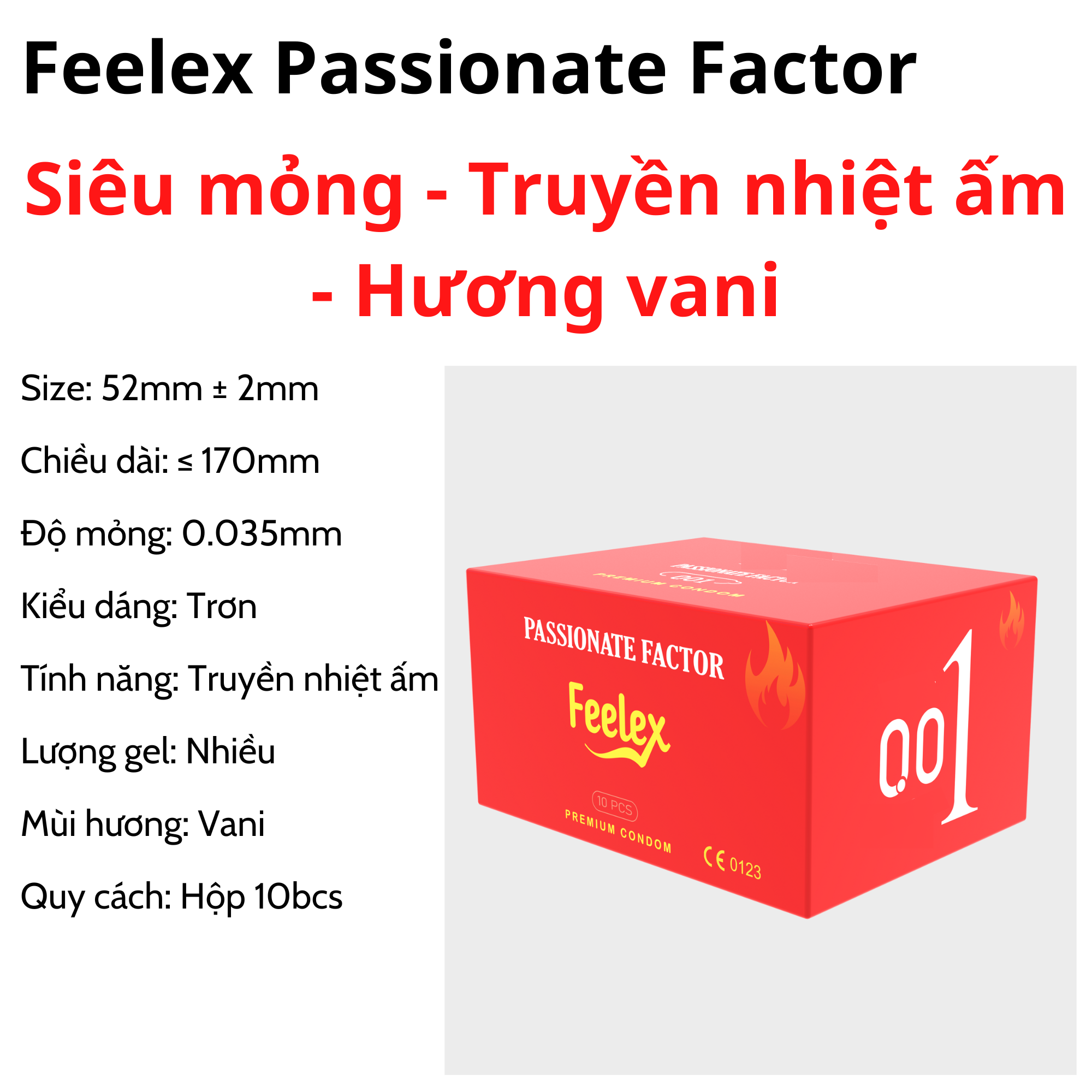 Bao cao su Feelex Passionate Factor truyền nhiệt, siêu mỏng, cảm giác ...
